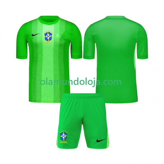 Camisola Brasil Guarda-redes Criança Equipamento Primeiro 2026 Manga Curta